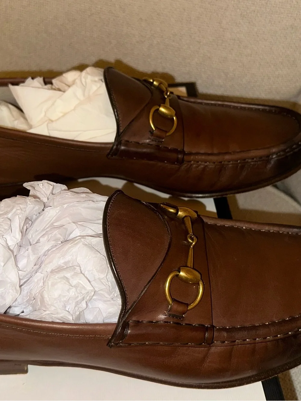 Gucci Brown Leather Horsebit Slip-On Loafers
